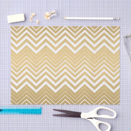 Gold und White Zigzag Zickzack Seidenpapier (Handwerk)