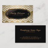 Gold und White Zigzag Zickzack Visitenkarte (Vorne/Hinten)