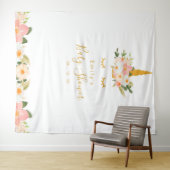 Gold Unicorn Babydusche Hintergrund Wandteppich (Beispiel (Horizontal))