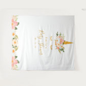 Gold Unicorn Babydusche Hintergrund Wandteppich (Vorderseite (Horizontal))