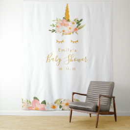 Gold Unicorn Babydusche Hintergrund Wandteppich