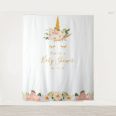 Gold Unicorn Babydusche Hintergrund Wandteppich (Vorderseite)
