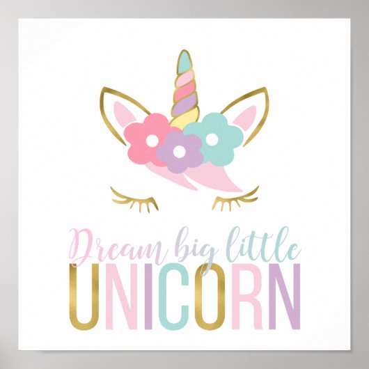 Gold Unicorn Face Girl's Room Poster (Vorne)