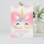 Gold Unicorn Floral Vielen Dank, dass Sie Karten (Stehend Vorderseite)