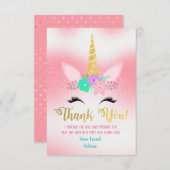 Gold Unicorn Floral Vielen Dank, dass Sie Karten (Vorne/Hinten)