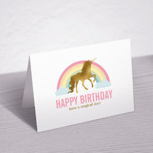 Gold Unicorn Geburtstag Dankeskarte