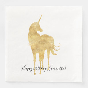 Gold Unicorn Geburtstag Serviette