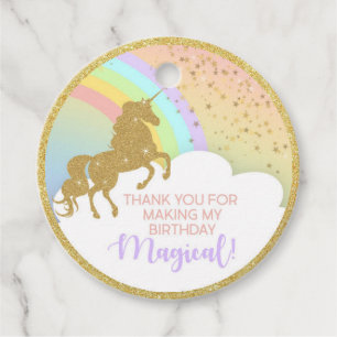 Gold Unicorn Geburtstags-Bevorzugungstag Geschenkanhänger