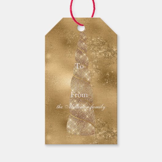 Gold Unicorn Geschenkanhänger (Vorderseite)