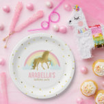 Gold Unicorn Girls Geburtstagsparty Pappteller<br><div class="desc">Adorable Geburtstagsparty Teller mit einem niedlichen Einhorn auf einem goldenen Punktehintergrund und können mit dem Namen oder der Botschaft Ihres Kindes personalisiert werden.</div>