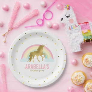 Gold Unicorn Girls Geburtstagsparty Pappteller