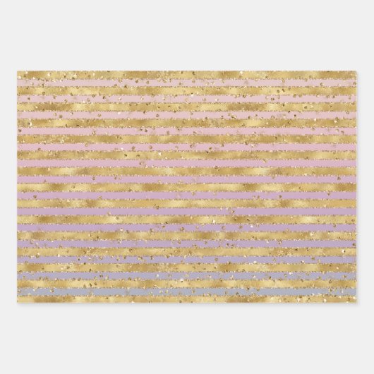 Gold Unicorn Rainbow Glitz Sparkle Geschenkpapier Set (Vorderseite 3)