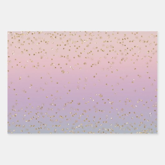 Gold Unicorn Rainbow Glitz Sparkle Geschenkpapier Set (Vorderseite 2)