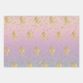 Gold Unicorn Rainbow Glitz Sparkle Geschenkpapier Set (Vorderseite)