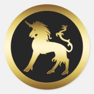 GOLD UNICORN RUNDER AUFKLEBER