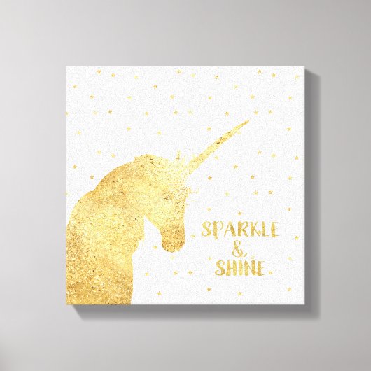 Gold Unicorn Stars Sparkle und Shine Leinwanddruck (Vorderseite)