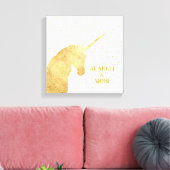 Gold Unicorn Stars Sparkle und Shine Leinwanddruck (Insitu (Wohnzimmer))