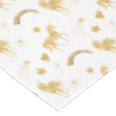 Gold Unicorns Regenbogenstars Tischdecke (Schrägansicht)