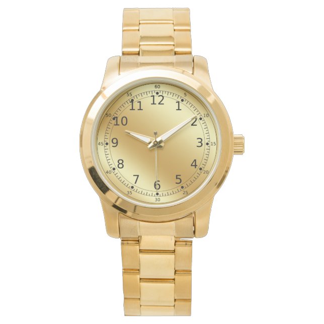 Gold Unisex Oversified Gold Bracelet Watch Armbanduhr (Vorderseite)