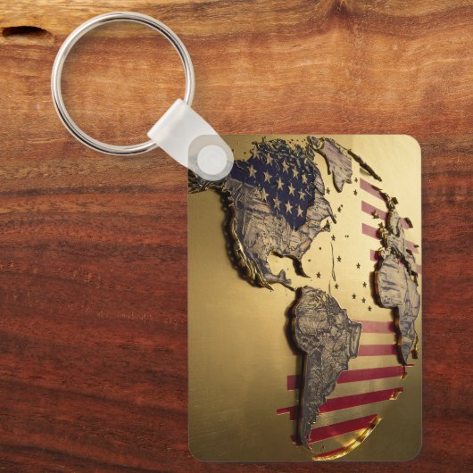 Gold United Staaten Karte #1 Schlüsselanhänger (Vorderseite)