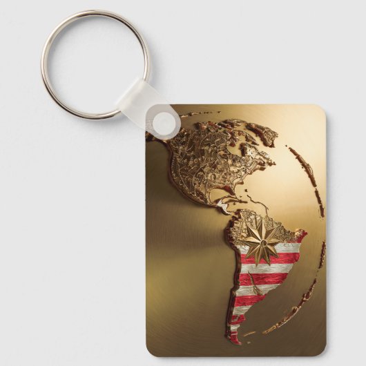 Gold United Staaten Karte #2 Schlüsselanhänger (Vorderseite)