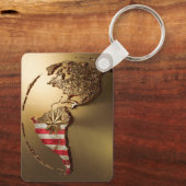 Gold United Staaten Karte #2 Schlüsselanhänger (Rückseite)