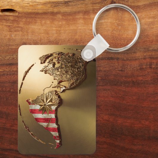 Gold United Staaten Karte #2 Schlüsselanhänger (Rückseite)