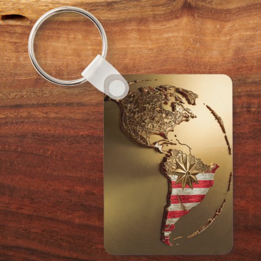 Gold United Staaten Karte #2 Schlüsselanhänger (Vorderseite)