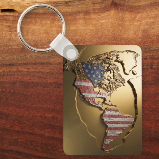 Gold United Staaten Karte #3 Schlüsselanhänger (Vorderseite)