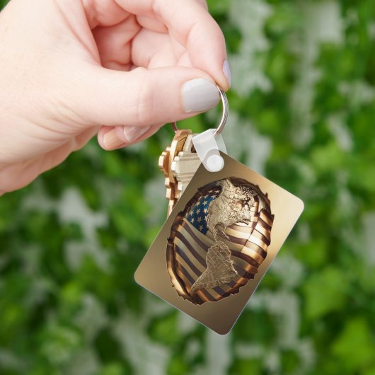 Gold United Staaten Karte #5 Schlüsselanhänger (Hand)