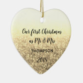 Gold Unser erstes Weihnachtslied Mr. & Mrs. Verhei Keramik Ornament (Rechts)