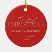 Gold unser erstes Weihnachtsneues Haus oder wed Keramik Ornament (Vorne)