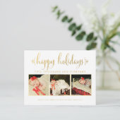 Gold Unsere Babys 1. Weihnachtsrahmen Foto Postcar Postkarte (Stehend Vorderseite)