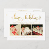 Gold Unsere Babys 1. Weihnachtsrahmen Foto Postcar Postkarte (Vorne/Hinten)