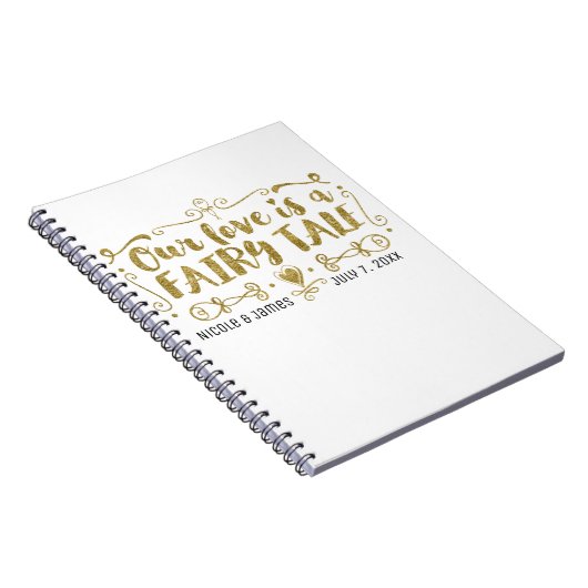 Gold UNSERE LIEBE IST EIN FAIRE TALE Wedding Gäste Notizblock (Rechte Seite)