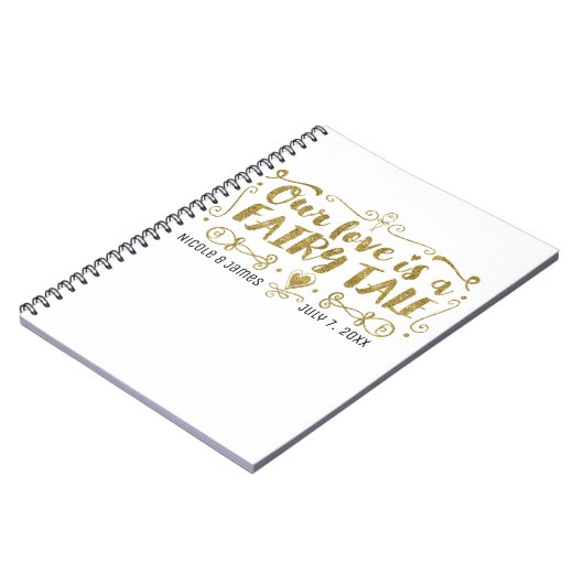 Gold UNSERE LIEBE IST EIN FAIRE TALE Wedding Gäste Notizblock (Linke Seite)