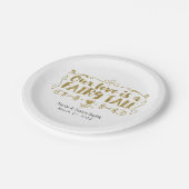 Gold UNSERE LIEBE IST EINE FAIRE TALE Hochzeitsemp Pappteller (Schrägansicht)