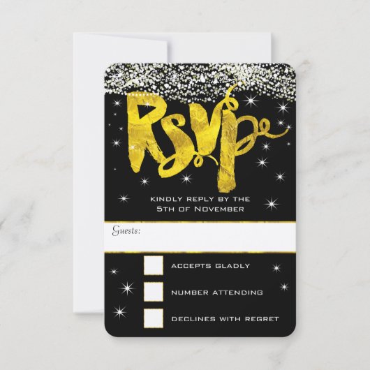 Gold unter der Sternenhochzeit RSVP Karte (Vorderseite)
