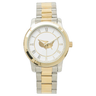 Gold USA Karte mit römischen Ziffern Armbanduhr