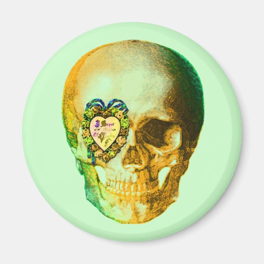 Gold Valentine Skull Magnet (Vorne)