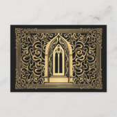 Gold Vampire Kathedrale Gothic Wedding RSVP Begleitkarte (Rückseite)