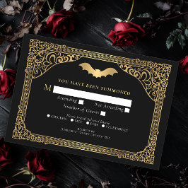 Gold Vampire Kathedrale Gothic Wedding RSVP Begleitkarte