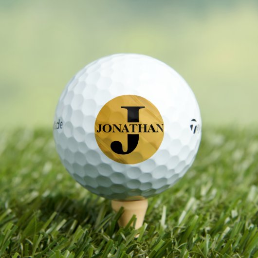Gold-Vater-Initial-Buchstabe-Typografie-Design Golfball (Insitu T-Shirt)