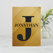 Gold-Vater-Initial-Name-Würdigungsdesign Feiertagskarte (Stehend Vorderseite)