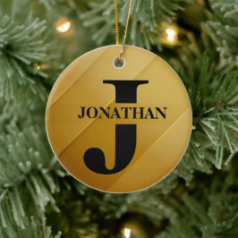 Gold-Vater-Initial-Name-Würdigungsdesign Keramik Ornament