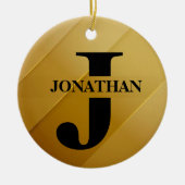 Gold-Vater-Initial-Name-Würdigungsdesign Keramik Ornament (Vorne)