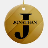 Gold-Vater-Initial-Name-Würdigungsdesign Keramik Ornament (Hinten)