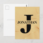 Gold-Vater-Initial-Name-Würdigungsdesign Postkarte (Vorne/Hinten)