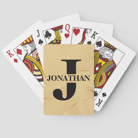 Gold-Vater-Initial-Name-Würdigungsdesign Spielkarten (Rückseite)