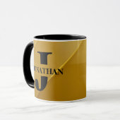 Gold-Vater-Initial-Name-Würdigungsdesign Tasse (Vorderseite Links)